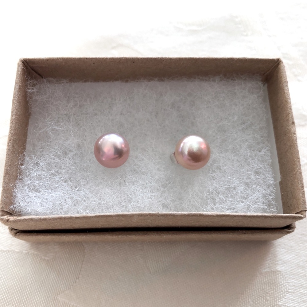 Pair of Pink Fresh-water Pearl Earrings